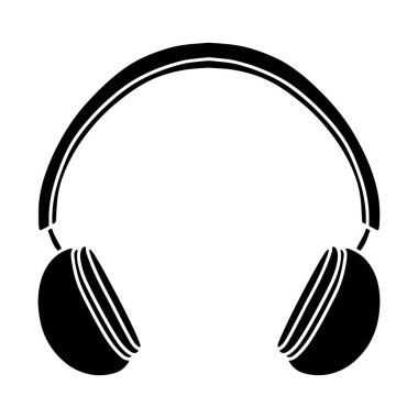 Kulaklıklar siyah siluet simge vektör çizimi beyaz arkaplanda izole