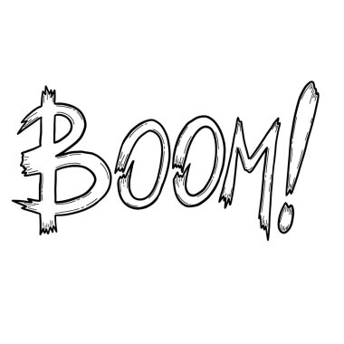 Boom çizgi roman ses efekti, elle çizilmiş patlama efekti. vektör illüstrasyonu
