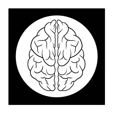 El çizimi insan beyni taslak simgesi ve kara kutu çerçevesi