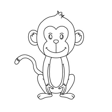 El çizimi maymun logo tasarımı vektör çizimi