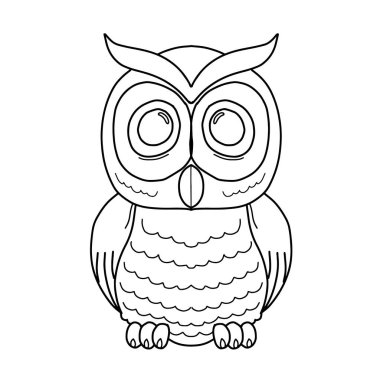 Çizgili vektör çizimi olan baykuş silueti. El çizimi basit baykuş çizgisi