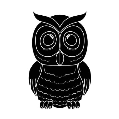 Biçimli baykuş silueti Vektör illüstrasyonu beyaz arkaplanda izole edildi