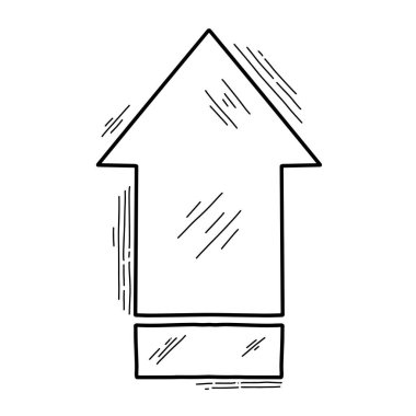 Yukarı ok doodle biçim vektör çizimi beyaz arkaplan üzerinde izole