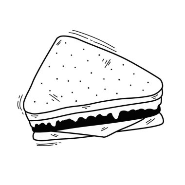 Sandviç vektör çizimi. El çizimi doodle tarzı sandviç simgesi ana hatları