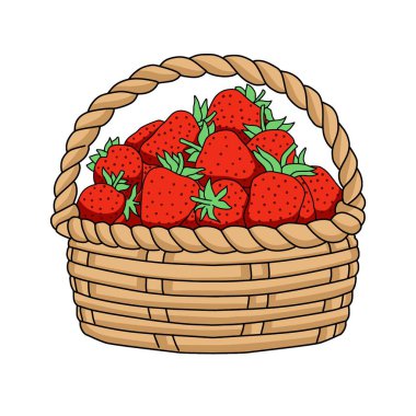 Sepet taşıyıcı illüstrasyonunda taze çilek.