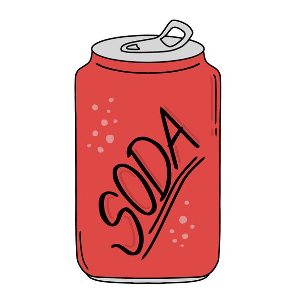 Soda Can hand drawn vector illustration. Simple soda can icon symbol clipart line