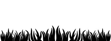 Siyah çim silueti beyaz üzerinde izole edilmiş sınır vektörü illüstrasyonu