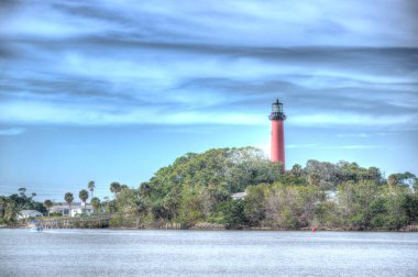 Jupiter Inlet Lighthouse With Long Clouds clipart