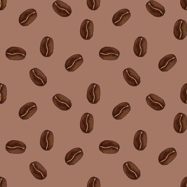 Mocha Mousse Arkaplanındaki Kusursuz Küçük Arabika Fasulyesi Şablonu