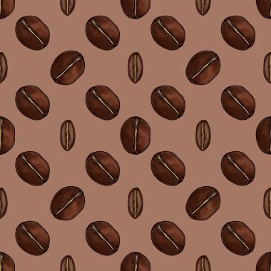 Mocha Mousse Arkaplanında Kusursuz Küçük Robusta ve Liberica Şablonu