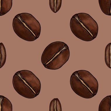 Seamless Pattern of Robusta and Liberica on Mocha Mousse Background clipart