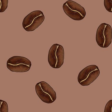 Seamless Pattern of Big Arabica Beans on Mocha Mousse Background clipart