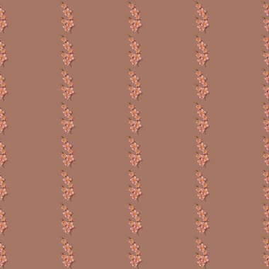 Mocha Mousse Arkaplanında Kusursuz Küçük Çizgi Sakura Şablonu