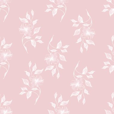 Pembe Arkaplanda Beyaz Büyük Çiçekler Kusursuz Desen Tasarımı