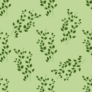 Klasik Büyük Yapraklar Yeşil Arkaplanda Kusursuz Desen Tasarımı