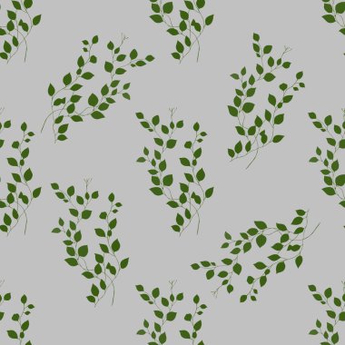 Klasik Büyük Yapraklar Gri Arkaplanda Kusursuz Desen Tasarımı