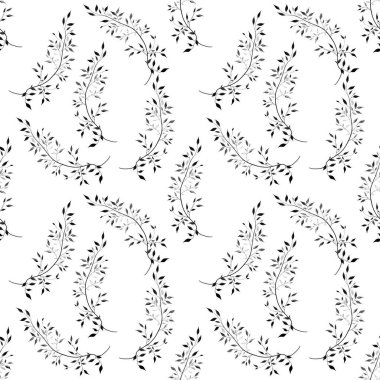 Yapraklı Dallar Kusursuz Desen Tasarımı