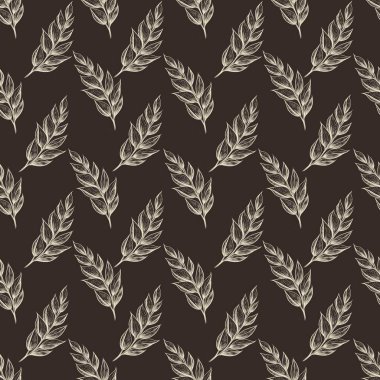 Kusursuz Süt Botanik Küçük Yapraklar Koyu Kahverengi Arkaplanda