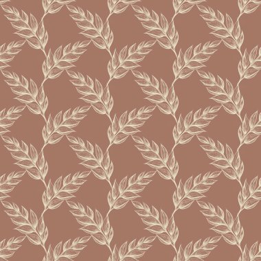 Kusursuz Süt Zarif Botanik Küçük Yapraklar Mocha Mousse Arka planı