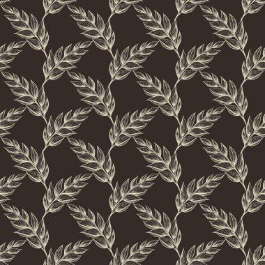 Kusursuz Süt Zarif Botanik Küçük Yapraklar Koyu Kahverengi Arkaplan