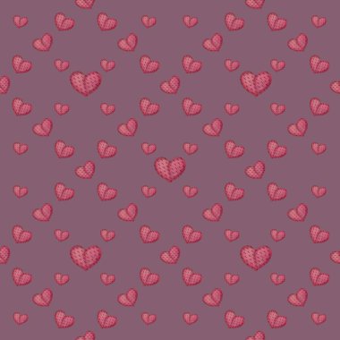 Violet Arkaplan Arkaplanlı Küçük Kalpler Kusursuz Desen Tasarımı