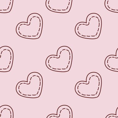 Simple Big Hearts with Stripe on Pink Background Seamless Pattern Design clipart