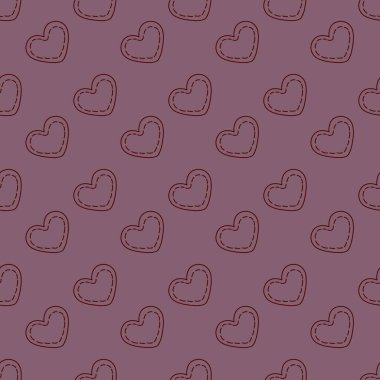 Violet Arkaplanda Çizgili Basit Küçük Kalpler Kusursuz Desen Tasarımı