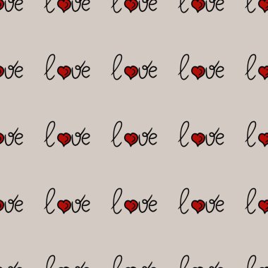 Small Love on Beige Background Seamless Pattern Design clipart