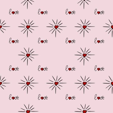 Small Love with Hearts Star on Pink Background Seamless Pattern Design clipart