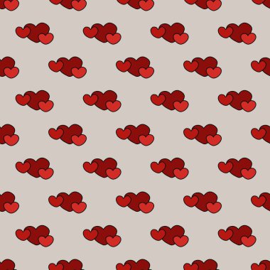 Small Three Hearts on Beige Background Seamless Pattern Design clipart