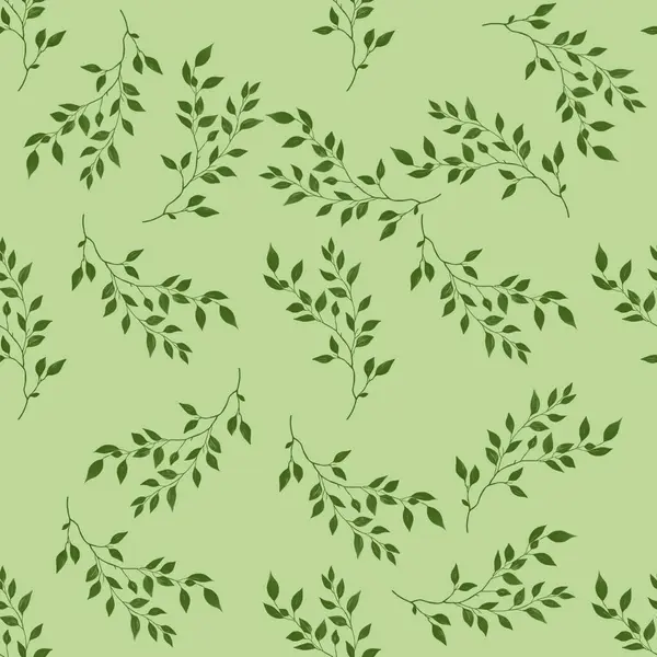 Yeşil Arkaplanda Büyük Yeşil Şube Kusursuz Desen Tasarımı