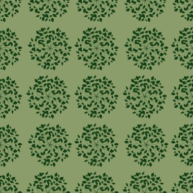 Round Simple Leaves Seamless Pattern Background Small Design on Pastel Green for Prints, Textiles, Packaging, Fabrics, and Wrapping Paper clipart