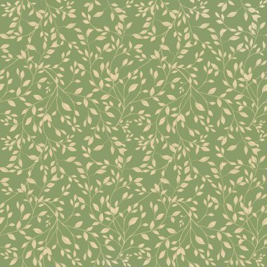 Süt Zarif Yapraklar Kusursuz Desen Pastel Green 'de Büyük Tasarım Parmak izi, Tekstil, Paketleme, Kumaşlar ve Paket Kağıdı