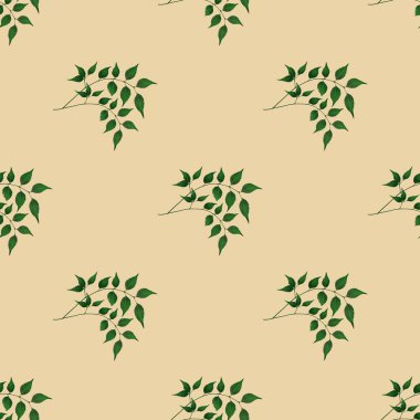Basit Yapraklar Kusursuz Kalıp Arkaplan Pastel Sarı Tasarım Parmak izi, Tekstil, Paketleme, Kumaş ve Ambalaj Kağıdı