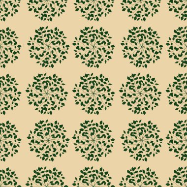 Round Simple Leaves Seamless Pattern Background Small Design on Pastel Yellow for Prints, Textiles, Packaging, Fabrics, and Wrapping Paper clipart