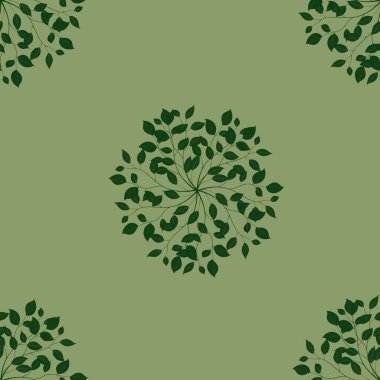 Yuvarlak Yapraklar Kusursuz Kalıpsız Arkaplan Pastel Green 'de Büyük Tasarım Parmak izi, Tekstil, Paketleme, Kumaş ve Paket Kağıdı