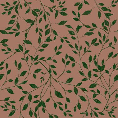 Zarif Yapraklar Kusursuz Kalıp Arkaplan Mocha Yosun, Tekstil, Paketleme, Kumaş ve Ambalaj Kağıdı Üzerine Küçük Tasarım