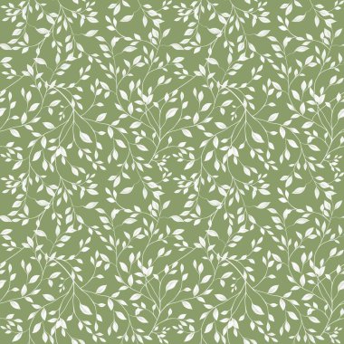 Beyaz Zarif Yapraklar Kusursuz Kalıpsız Arkaplan Pastel Yeşil Üzerinde Büyük Tasarım Parmak izi, Tekstil, Paketleme, Kumaş ve Paketleme Kağıdı