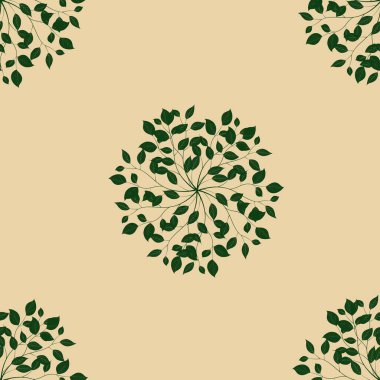 Yuvarlak Yapraklar Kusursuz Arkaplan Pastel Sarı Tasarım Parmak izi, Tekstil, Paketleme, Kumaş ve Ambalaj Kağıdı