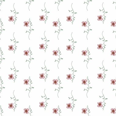 Seamless Pattern Pink Elegant Flowers Small Design for Prints, Textiles, Packaging, Fabrics, and Wrapping Paper clipart