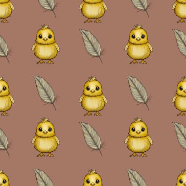 Kusursuz Şablon Şirin Piliç ve Tüylü Mocha Mousses 'ın Küçük Tasarımı