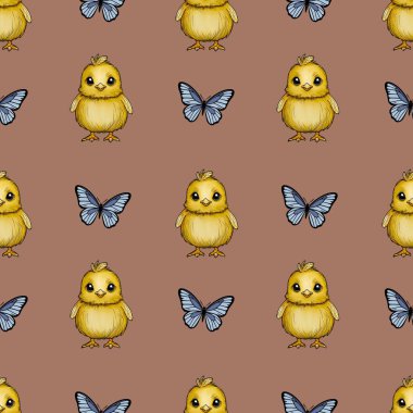 Kusursuz Şablon Şirin Piliç ve Kelebek Mocha Mousses 'ın Küçük Tasarımı