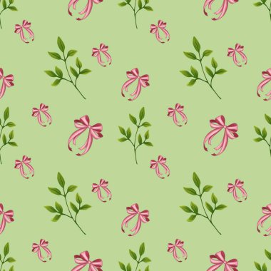 Dikey Yay ve Paskalya Brunch Yeşil Arka plan Küçük Paskalya Kusursuz Desenli