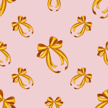 Easter Seamless Pattern: Oranges with Big Bow on Pink Background clipart