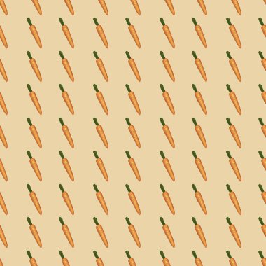 Carrot Small on Yellow Background Easter Seamless Pattern clipart