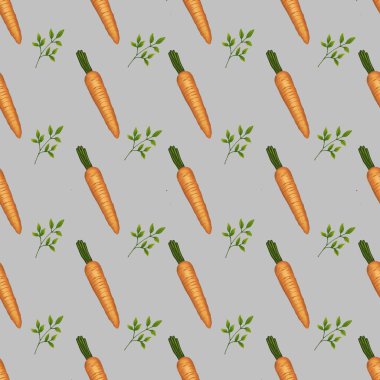 Gri Arkaplanda Havuç ve Brunch Küçük Paskalya Kusursuz Şablonu