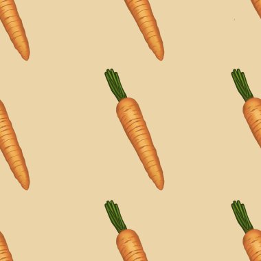 Carrot Big on Yellow Background Easter Seamless Pattern clipart