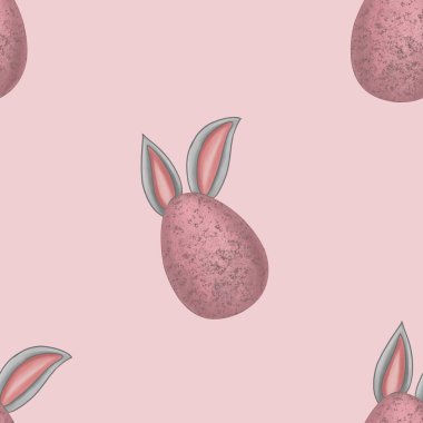 Easter Seamless Pattern: Egg with Ears on Pink Background clipart