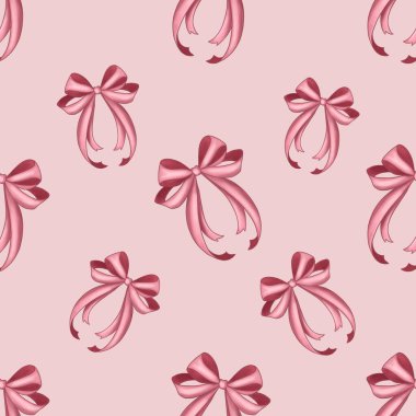 Easter Seamless Pattern: Pink Big Bow on Pink Background clipart