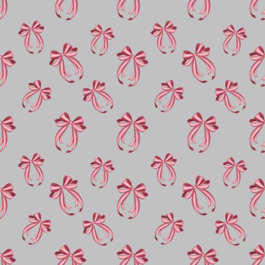 Gri Arkaplanda Pembe Küçük Fiyonk Paskalya Kusursuz Şablon